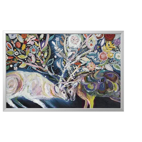 BJÖRKSTA Picture with frame, head to head/aluminiumcolour, 118x78 cm