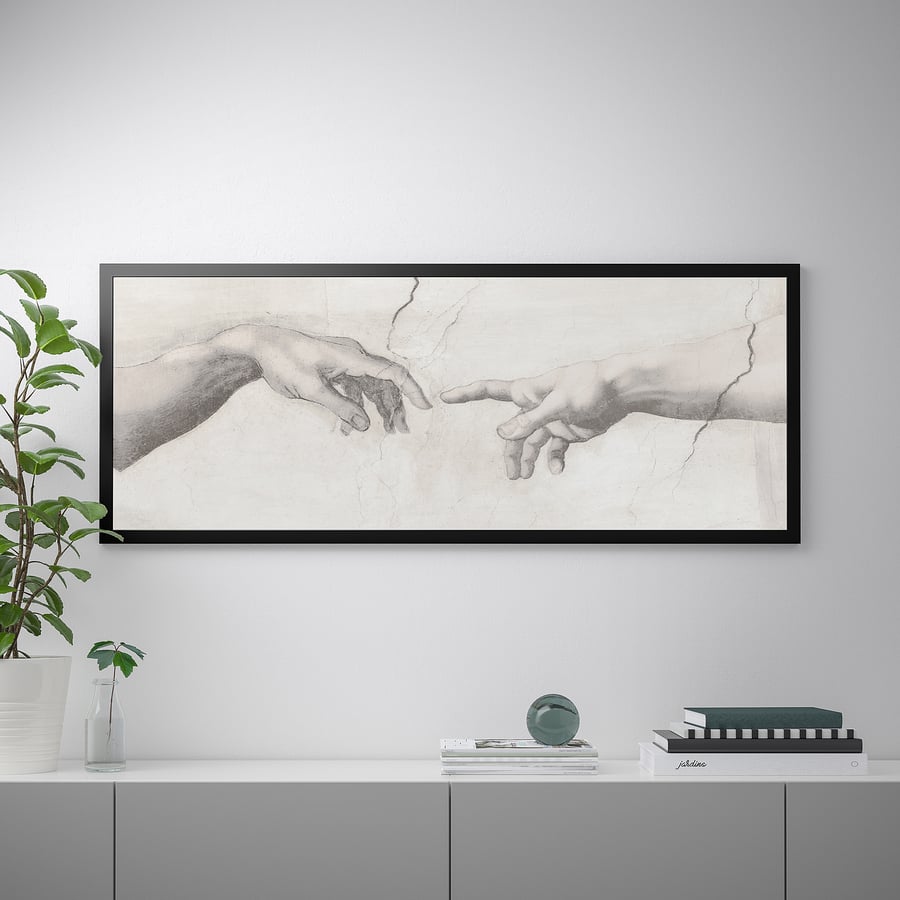 BJÖRKSTA picture with frame, Touch/black, 140x56 cm IKEA Spain