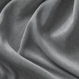 Close-up of smooth, textured, gray curtains, showcasing high-quality fabric for privacy and light blocking.