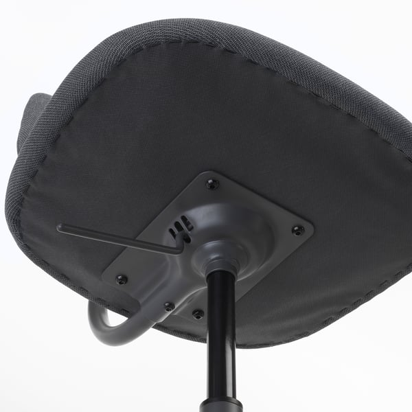 Modern swivel chair bottom, black metal base, sturdy design, padded seat.