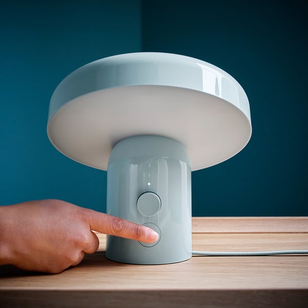 BLOMPRAKT Bluetooth speaker lamp, light blue