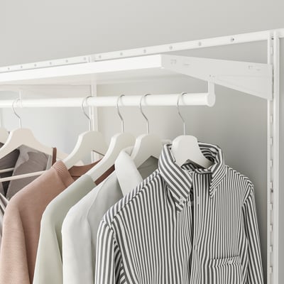BOAXEL closet system with hangers and organized clothes.