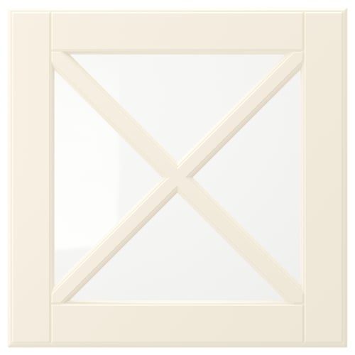 BODBYN off-white kitchen cabinet with bevelled panels, fiberboard, square design.