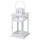 White BORRBY lantern, square glass base, powder-coated steel, classic design.