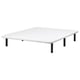 Option: BRASÖY: white platform bed, steel legs, square, minimalist design.