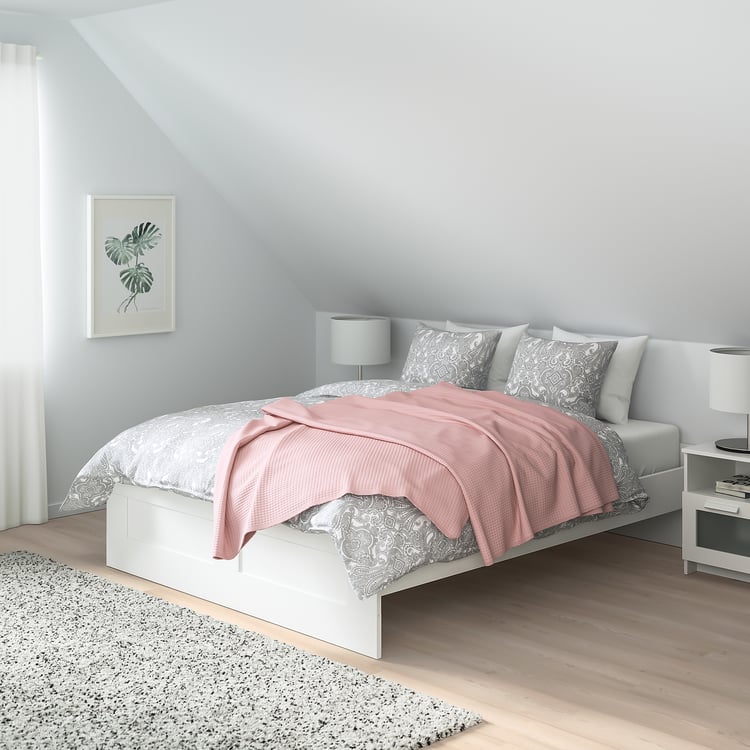 BRIMNES bed frame, white/Lindbåden, 140x200 cm IKEA Spain
