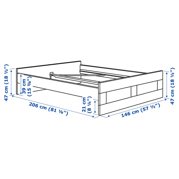 Illustration with measurements for the product: BRIMNES.