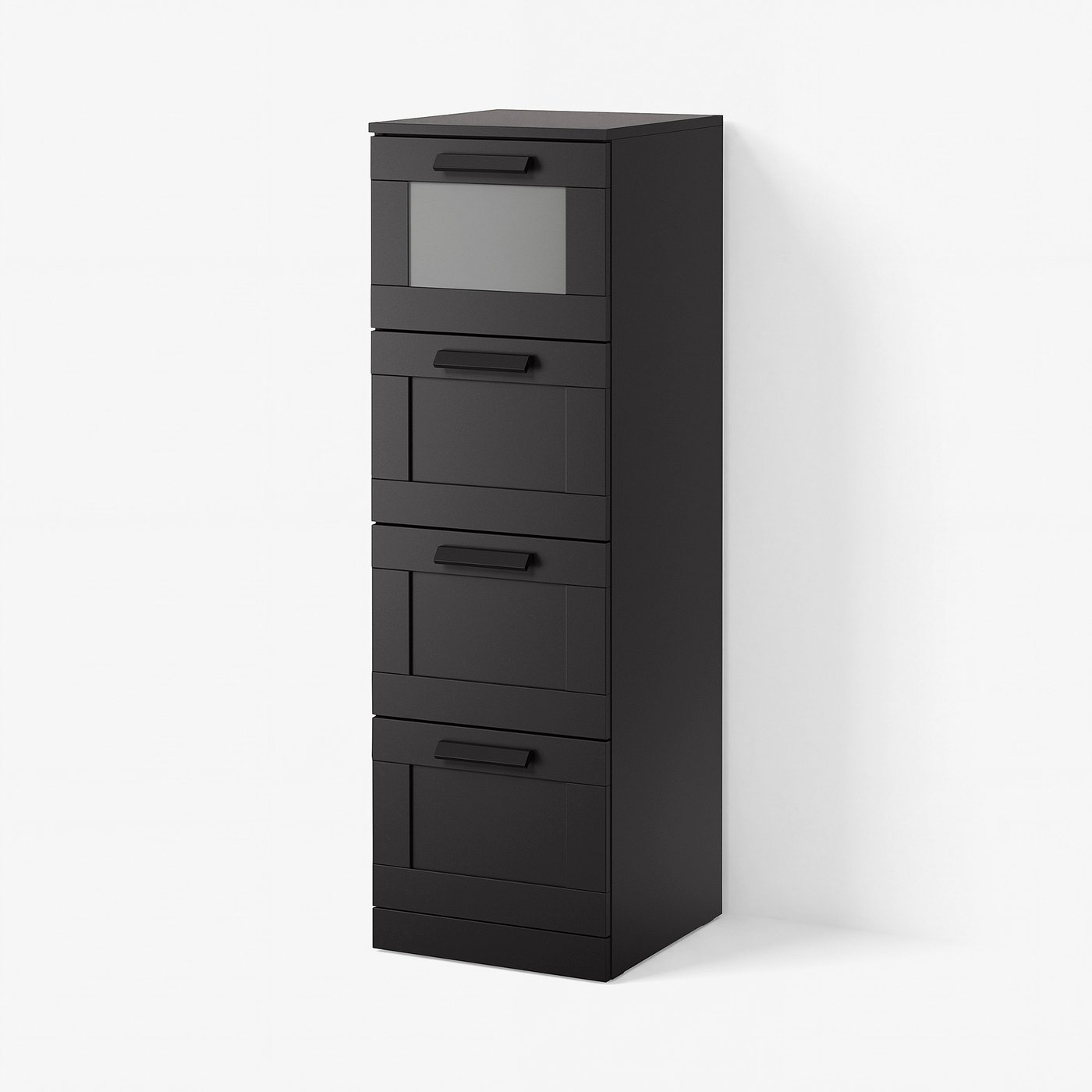 BRIMNES chest of 4 drawers, black/frosted glass, 39x124 cm - IKEA