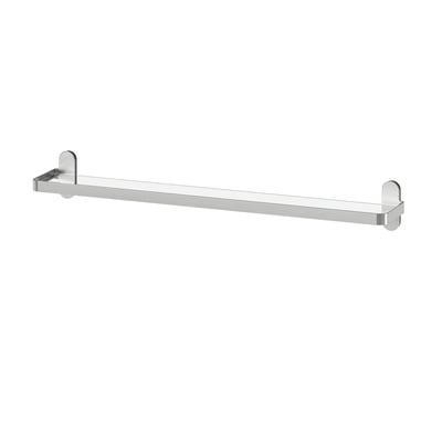 The BROGRUND towel bar in silver steel with a rectangular design. It a modern look and is made from tempered glass.