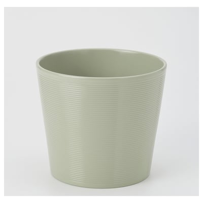 Green striped ceramic planter