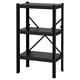 Black, 3-tier BROR metal shelving unit; durable, sturdy storage.