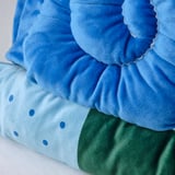 Cuddly blue snail-shaped kids pillow, soft & recycled.