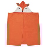 The BRUMMIG fox-shaped orange baby towel, made of soft cotton, with hood and loop.