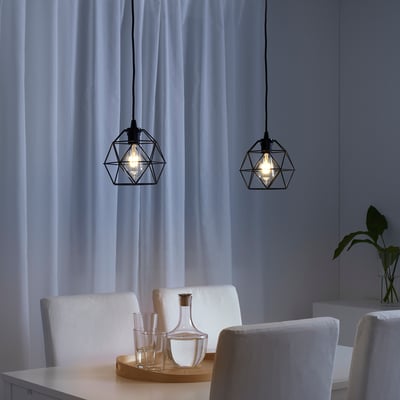 BRUNSTA / HAVSDJUP Pendant lamp, black, 20 cm