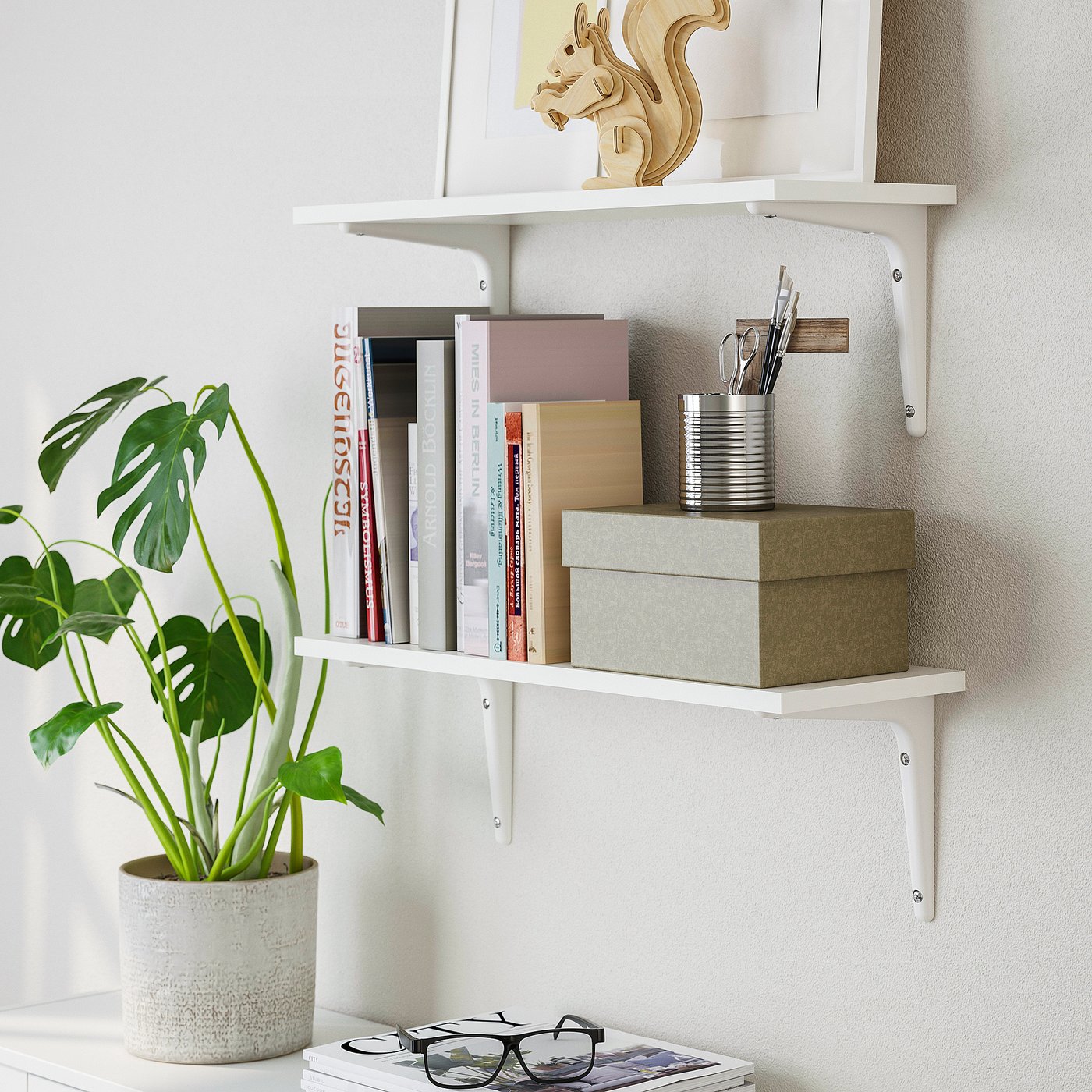 BURHULT / SIBBHULT wall shelf combination, white/white, 59x20 cm