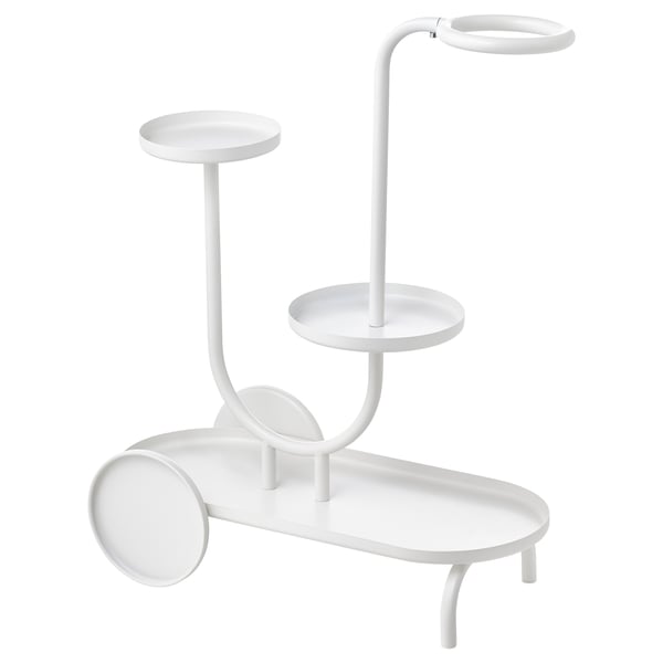 A CHILISTRÅN metal plant stand with 3 circular shelves and angled legs.