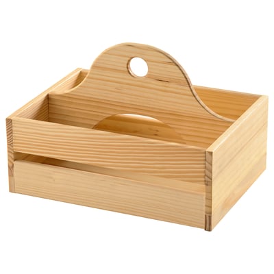 Wooden box CHOKLADHAJ, light brown, wooden handle, rectangular.