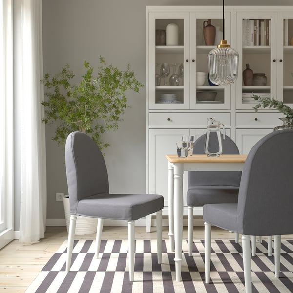 DANDERYD dining set: white/grey, steel/wood, compact & stylish.