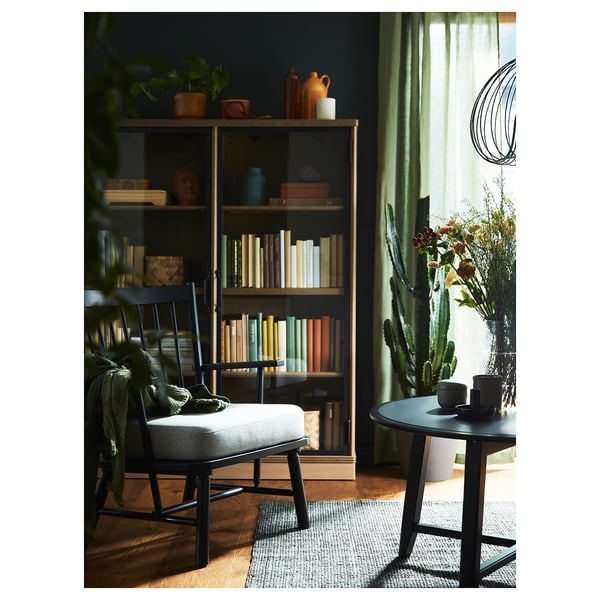 DYTÅG Curtains, 1 pair, grey-green/with heading tape, 145x300 cm