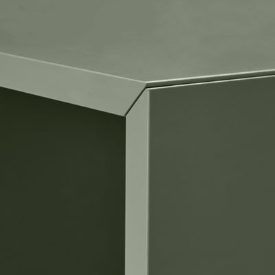Green EKET cube shelf, modern & minimalist, square, floor-resting