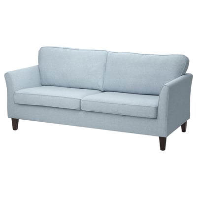 Blue EKHOLMA sofa with dark wood legs
