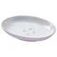 EKOLN white oval soap dish, stoneware, smooth curves, small holes for drainage.