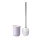 A light purple EKOLN toilet brush holder with a white brush next to it. The holder has smooth curves and the brush has a silver handle.