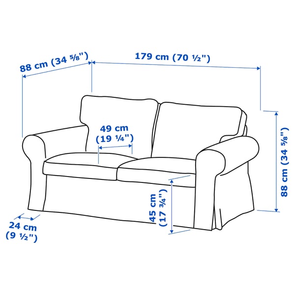 EKTORP 2-seat sofa, Naggen grey-green