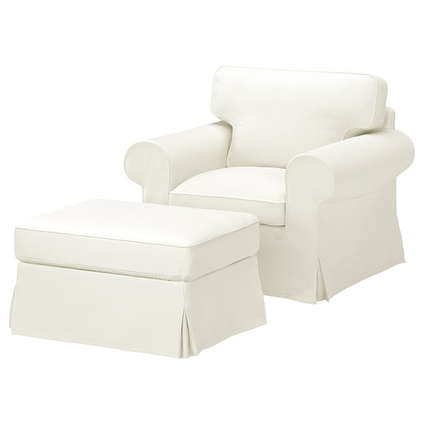EKTORP Armchair and footstool, Blekinge white