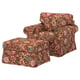EKTORP Armchair and footstool, Mångbyn brown/multicolour