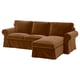 EKTORP Cover f 3-seat sofa w chaise longue, Alhamn dark yellow-brown