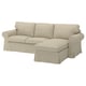 EKTORP Cover f 3-seat sofa w chaise longue, Hemmesta light beige