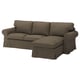 EKTORP Cover f 3-seat sofa w chaise longue, Kilanda grey-brown