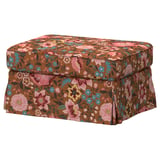 EKTORP Cover for footstool, Mångbyn brown/multicolour