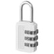 Option: A white ELLOVEN combination padlock with a loop top, three number dials for the code, and a textured grip area.