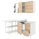 Option: Modern kitchen setup: ENHET, light wood & white, with sink, drawers, shelves, & open units.