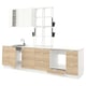 Option: Modern kitchen setup with wooden cabinets, stainless steel sink, and open shelving.