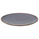FÄRGKLAR blue stoneware plate, simple design, rounded shape, textured glaze.