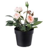 FEJKA potted plant with pink roses & green leaves