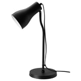 A black, adjustable desk lamp named FINNSTARR made of steel. Its sleek design a flexible neck and shade, ideal for reading.