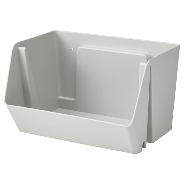 A white FODERTRÅG storage organizer, rectangular-shaped, made of recycled plastic for desk or wall mounting.