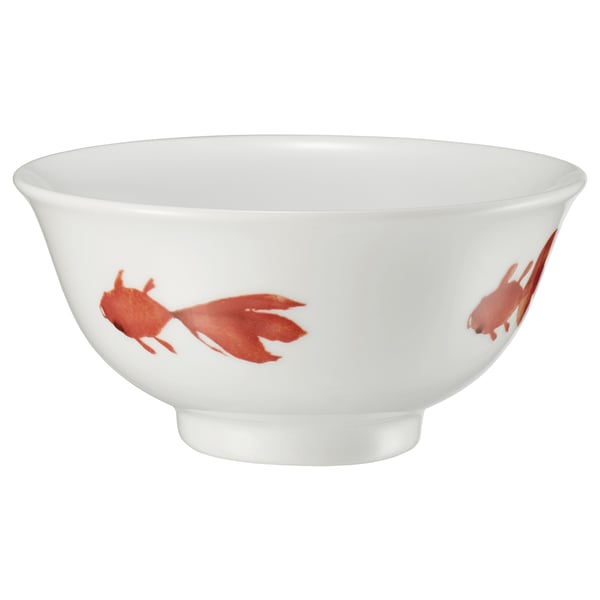 FÖSSTA white bowl with red goldfish, ceramic.