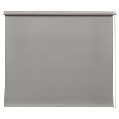 FRIDANS gray roller blind, cordless, blocks light, recycled polyester.