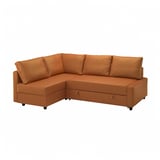 FRIHETEN sectional sleeper, burnt orange, with pull-out bed & storage, l-shape.
