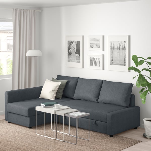 FRIHETEN Corner sofa-bed with storage - Hyllie dark grey ...