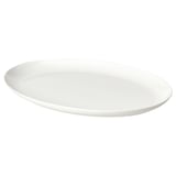 White oval serving plate made of fine china with smooth edges.