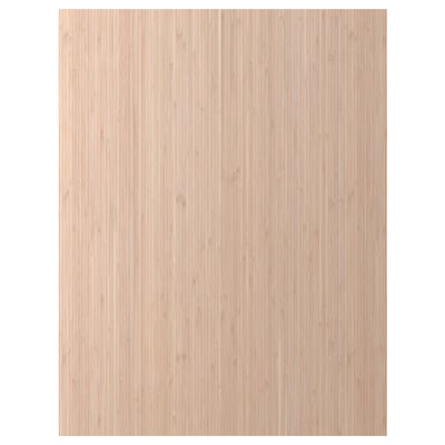 FRÖJERED bamboo drawer front, natural wood grain, light beige color, square shape.