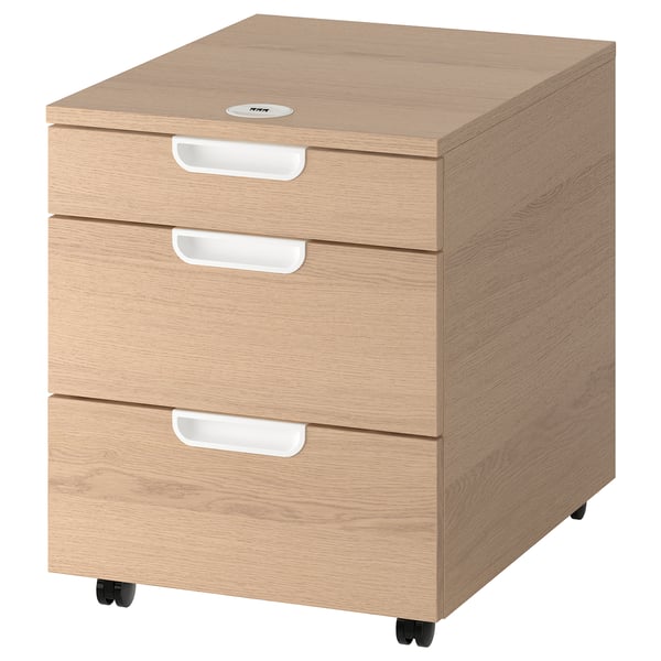 Galant Drawer Unit On Castors White Stained Oak Veneer Ikea