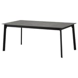 Extendable dining table, sleek design, al. Legs, stone top, seats 6-8.