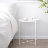 GLADOM white side table with removable tray, minimalist design, ideal for small spaces.